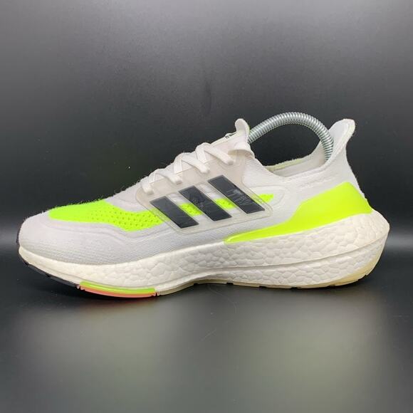 Adidas UltraBoost 21 White Solar Green Running Shoes FY0401 Women's Sz‎ 9 - Picture 6 of 10